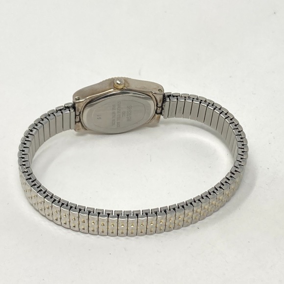 Vtg Timex Acqua Watch Women 19mm Silver Gold Tone Stretch Band New Batt 6" 2001 - Picture 13 of 14